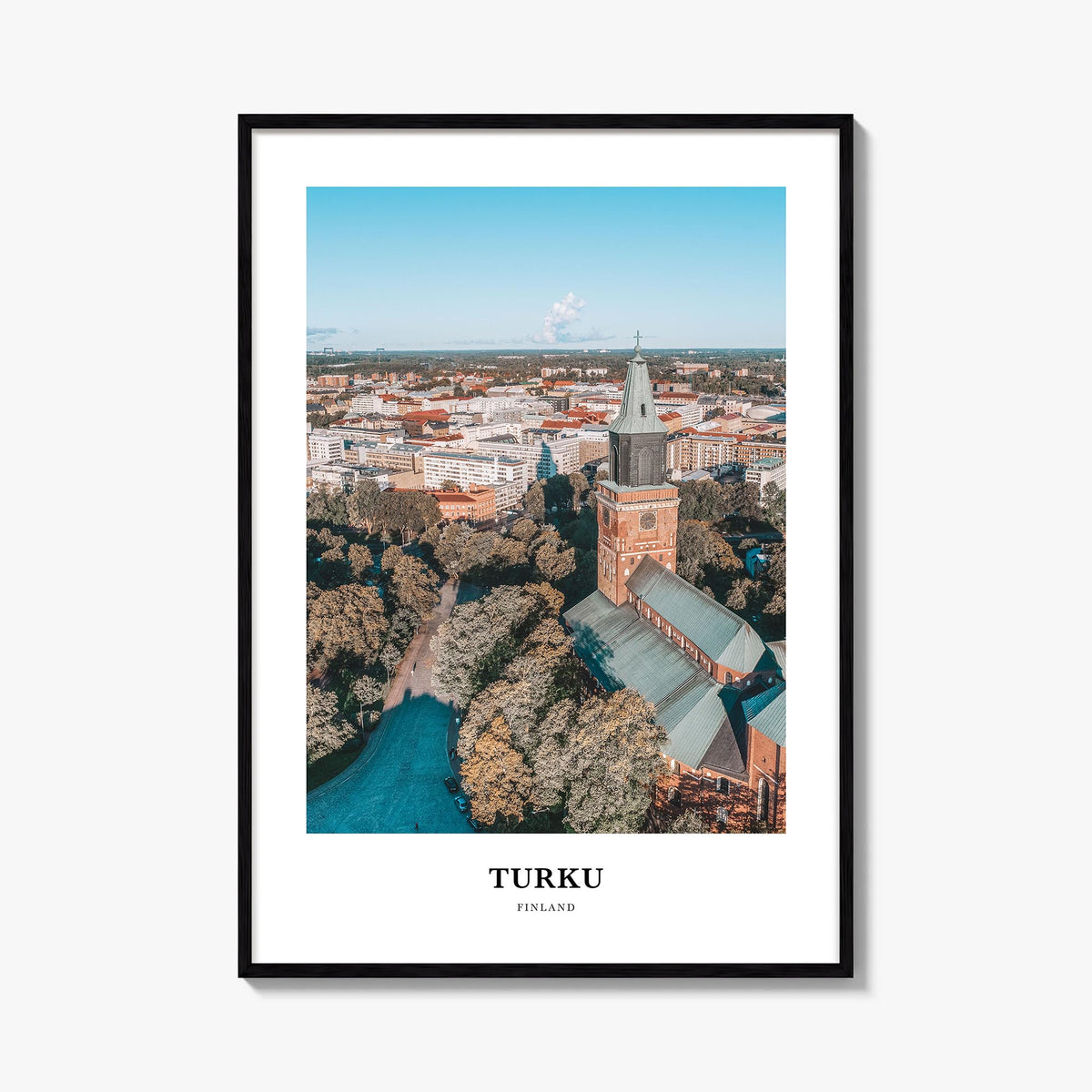Turku colorful classic poster of Finland – vertical wall art, unframed print shown in interior mockup