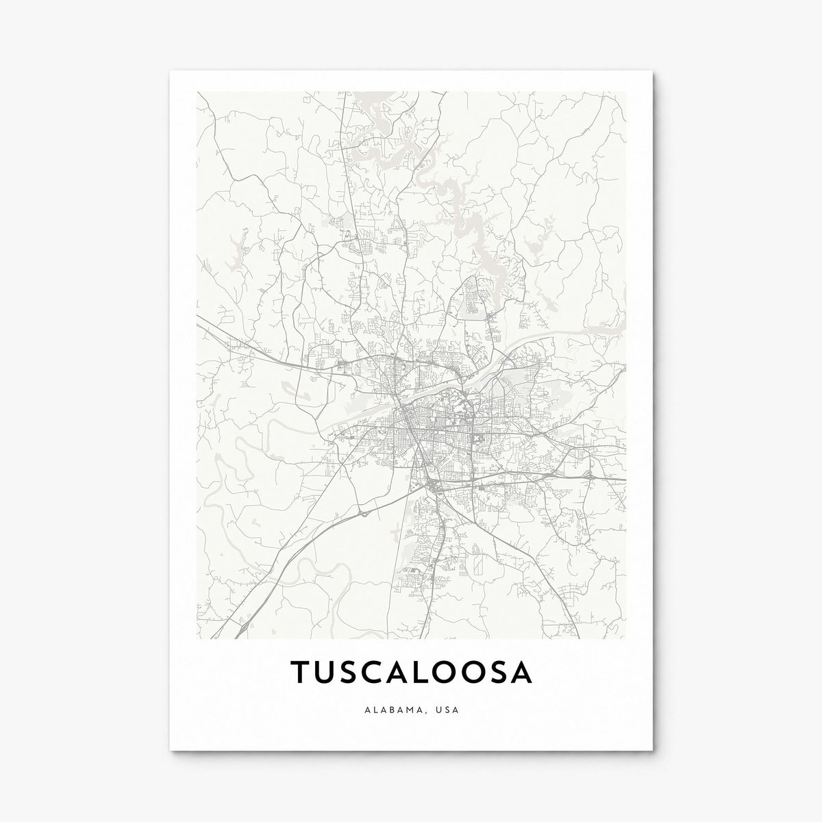 Tuscaloosa Map Poster, print only (unframed)