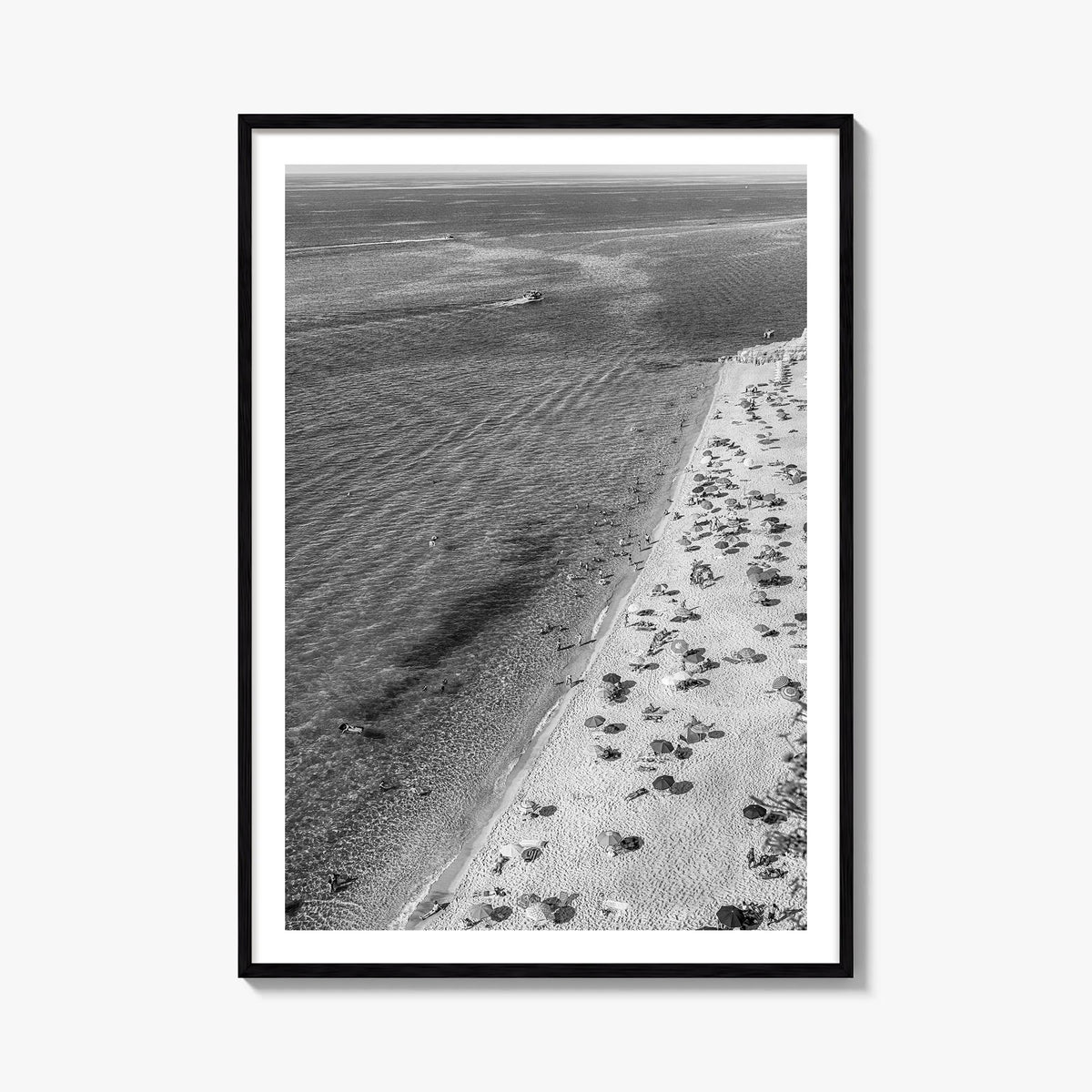 Tyrrhenian Sea no. 1 black & white photo poster of Italy – vertical wall art, unframed print shown in interior mockup
