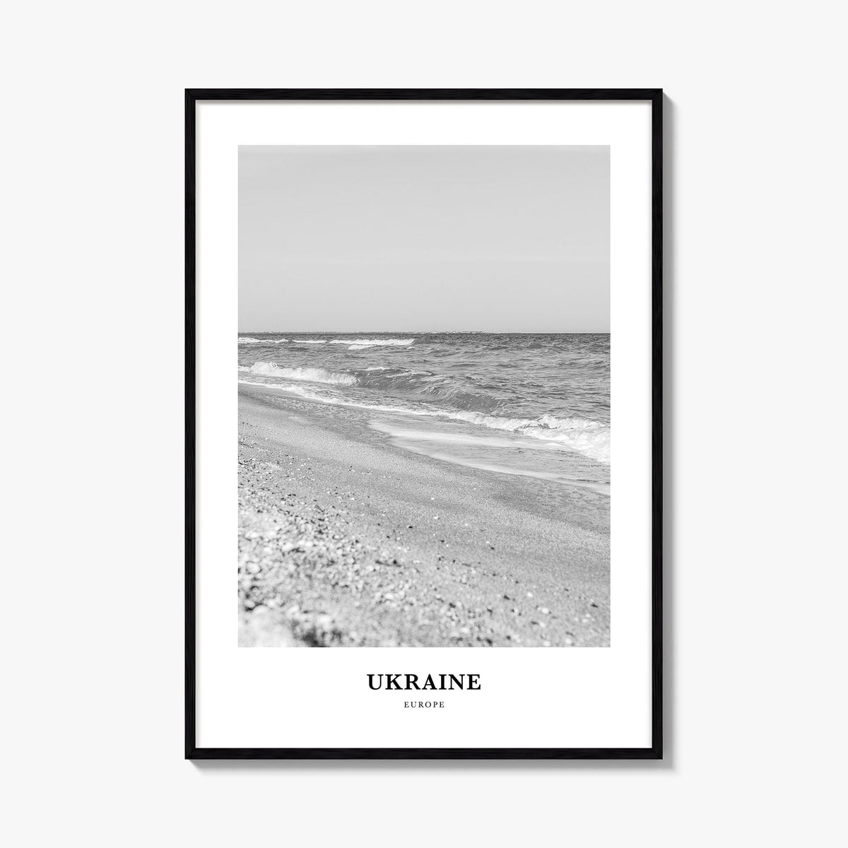 Ukraine no. 1 black & white classic poster of Europe – vertical wall art, unframed print shown in interior mockup