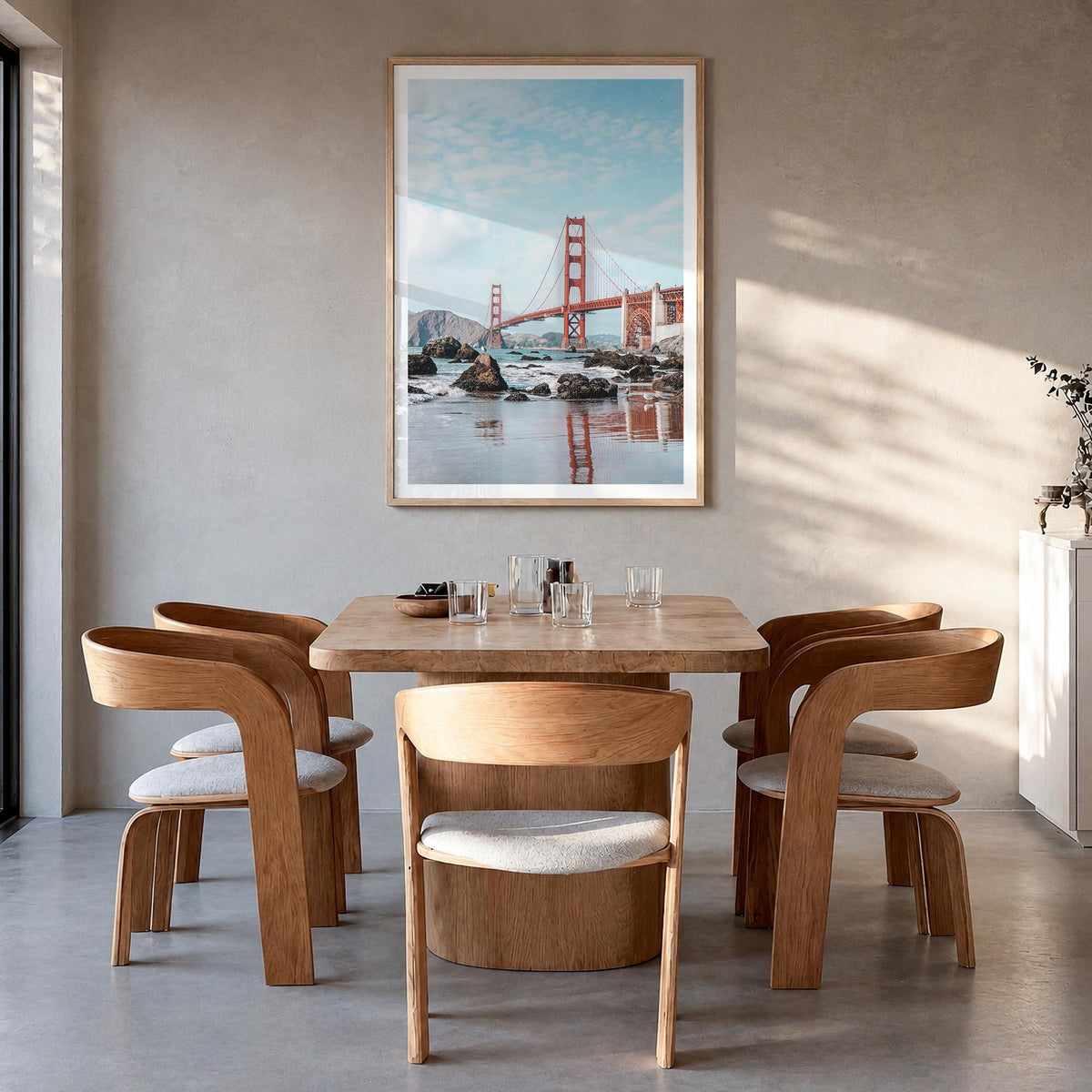 United States of America colorful photo poster of North America – vertical wall art in natural wood frame with white border,