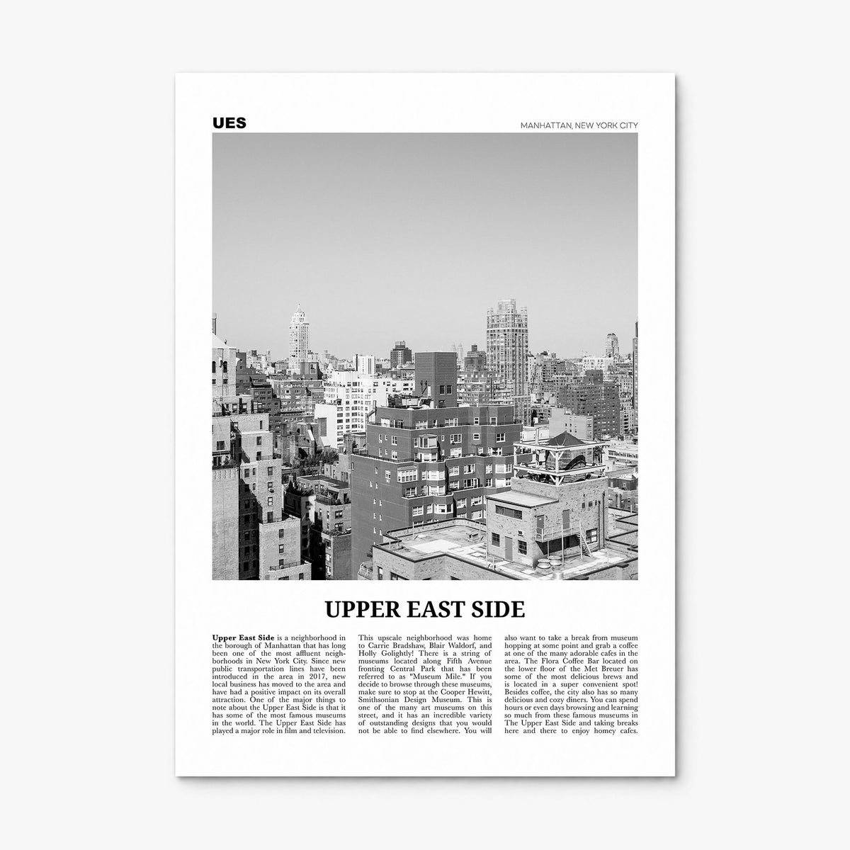 Upper East Side Newspaper Poster, print only (unframed)