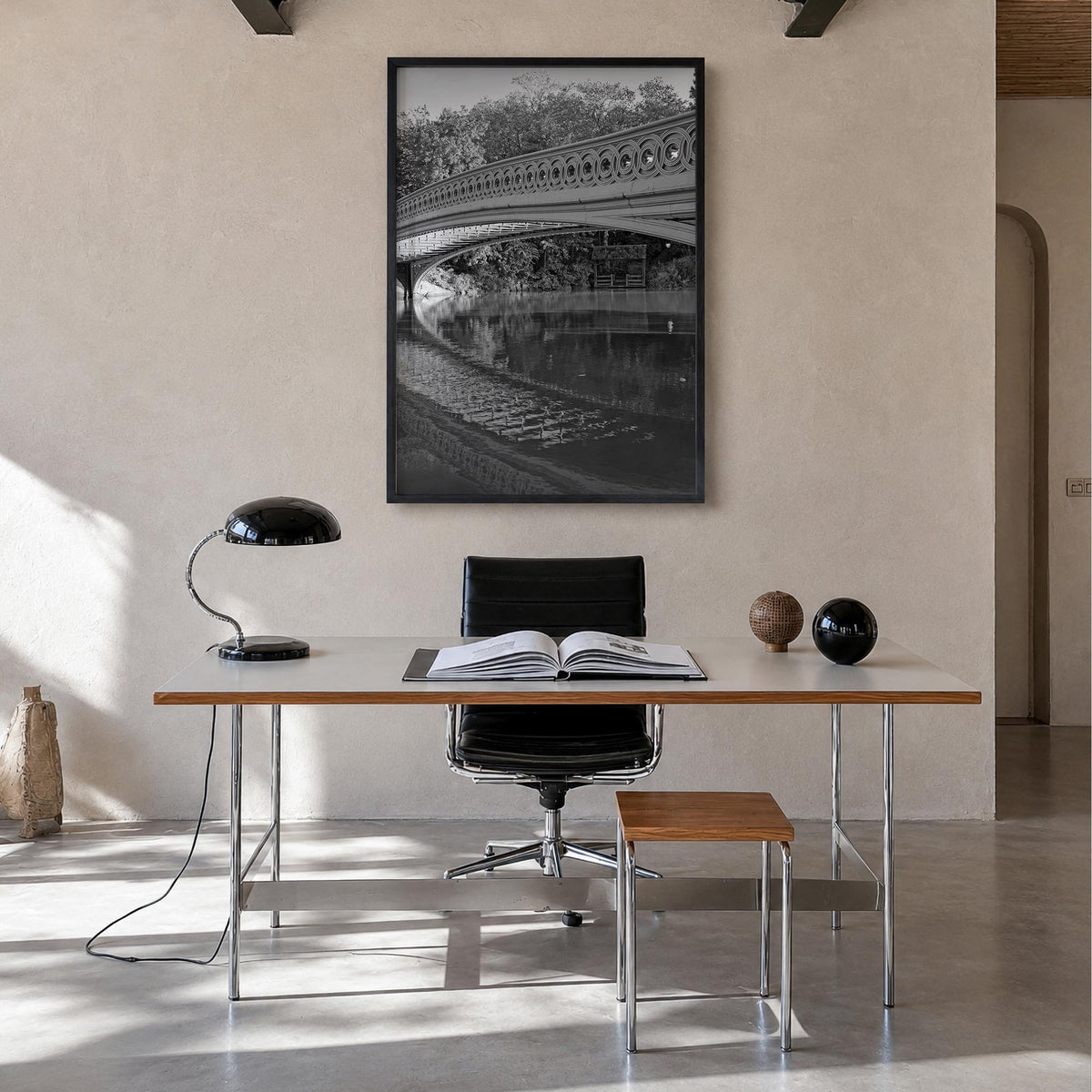 Upper West Side no. 3 black & white photo poster of Manhattan, New York City – vertical wall art in black wood frame, hanging