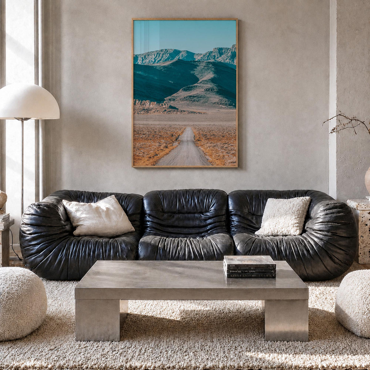 U.S. Route 50 colorful photo poster of United States – vertical wall art in natural wood frame, hanging on wall