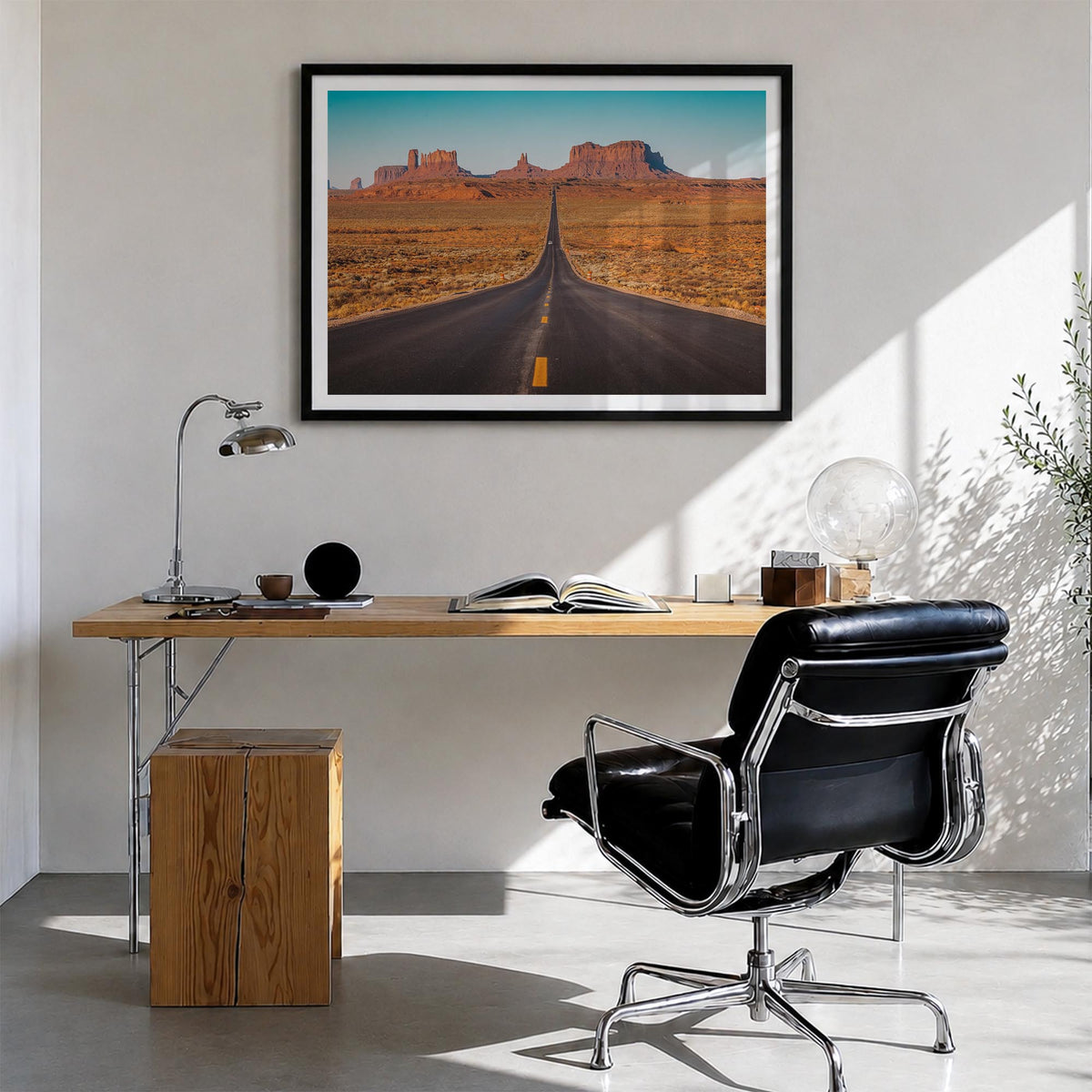 Utah colorful photo poster of United States – horizontal wall art in black wood frame with white border, hanging on wall