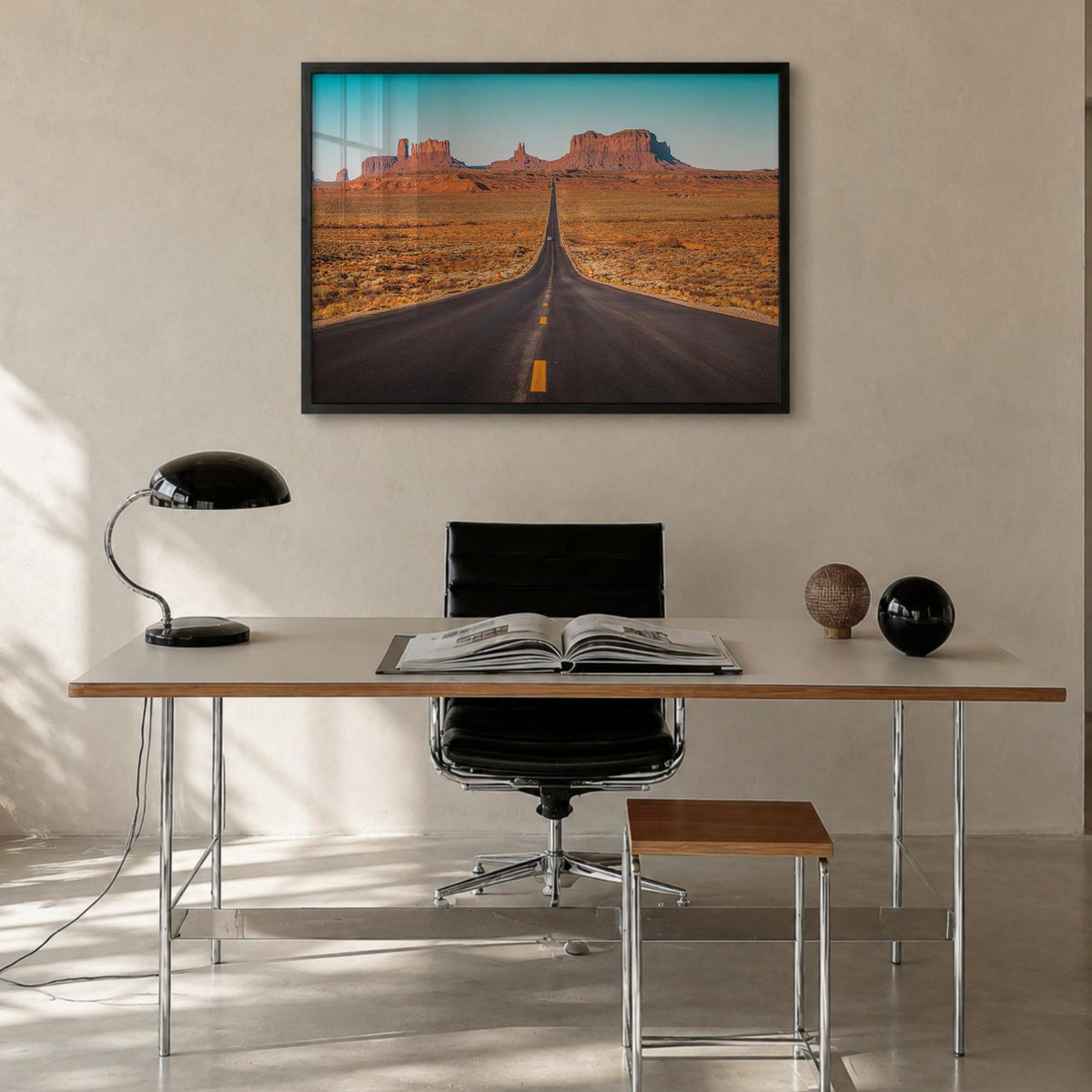 Utah colorful photo poster of United States – horizontal wall art in black wood frame, hanging on wall