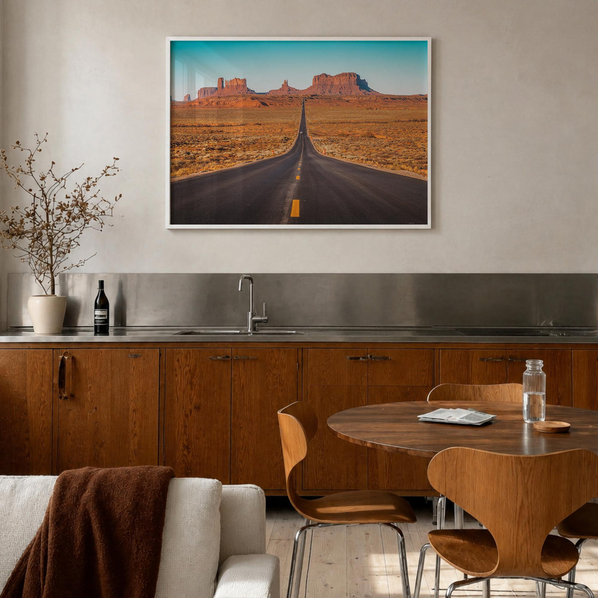 Utah colorful photo poster of United States – horizontal wall art in white wood frame, hanging on wall