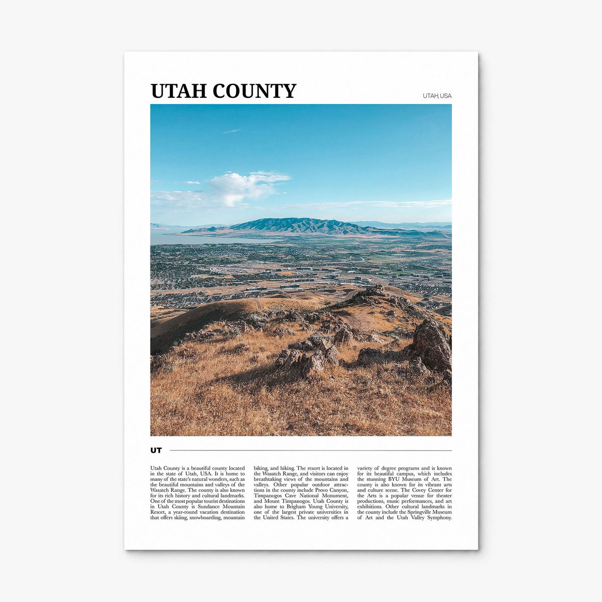 Utah County Travel Poster, print only (unframed)