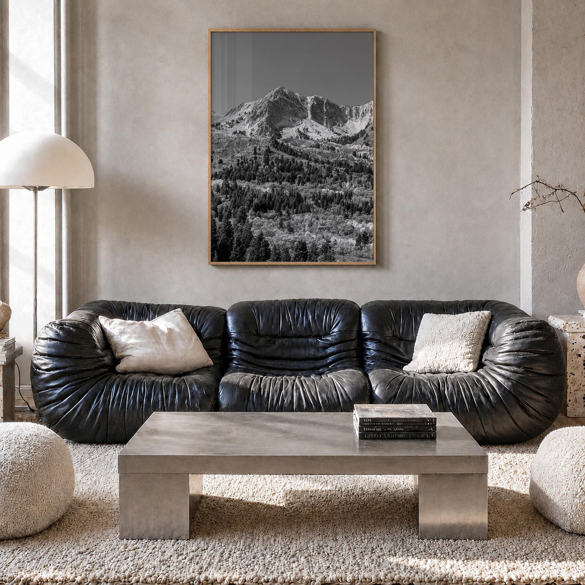 Utah no. 1 black & white photo poster of United States – vertical wall art in natural wood frame, hanging on wall
