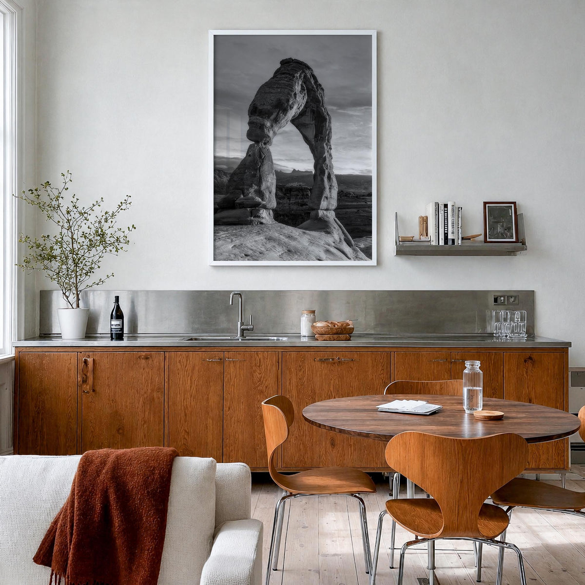 Utah no. 2 black & white photo poster of United States – vertical wall art in white wood frame, hanging on wall