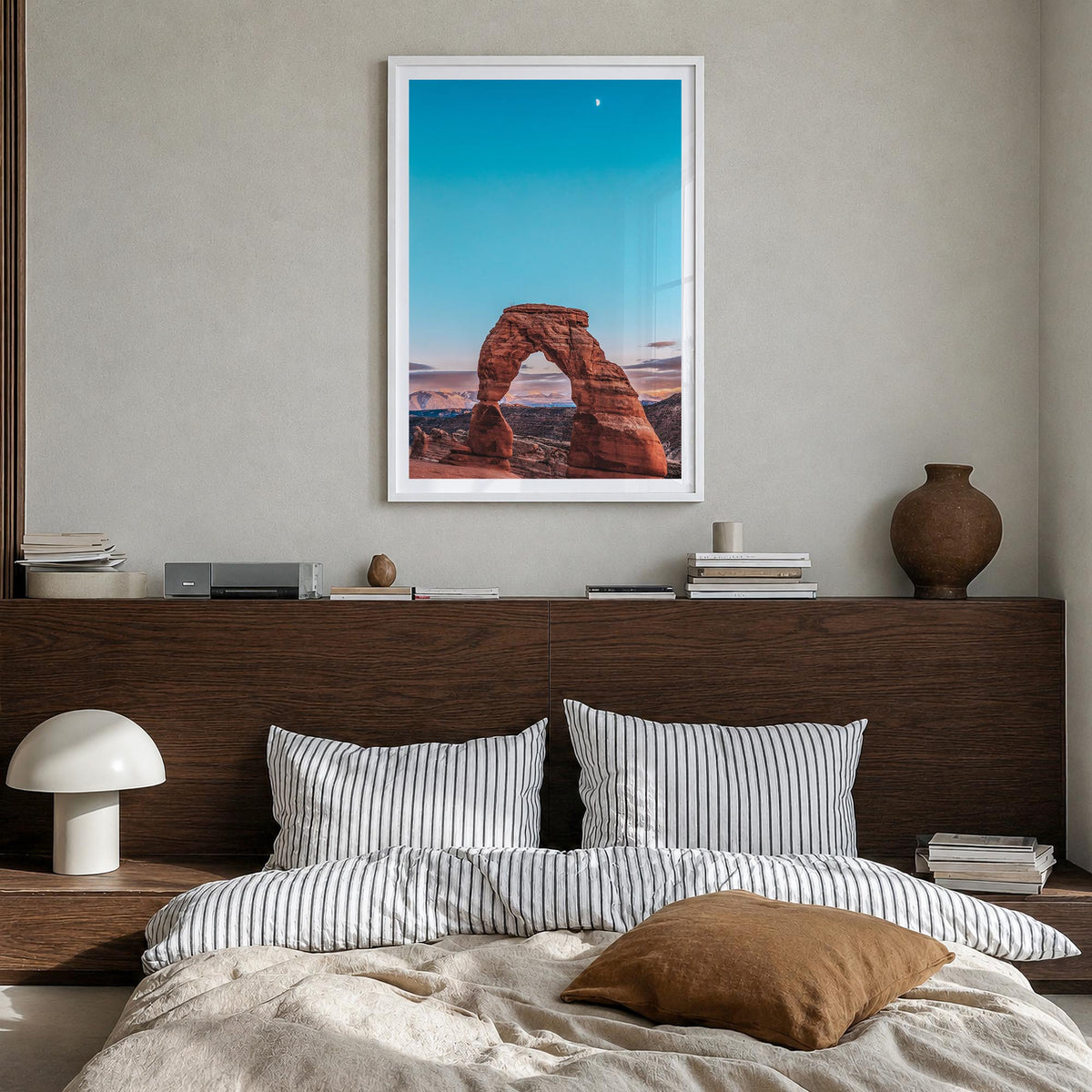 Utah no. 2 colorful photo poster of United States – vertical wall art in white wood frame with white border, hanging on wall