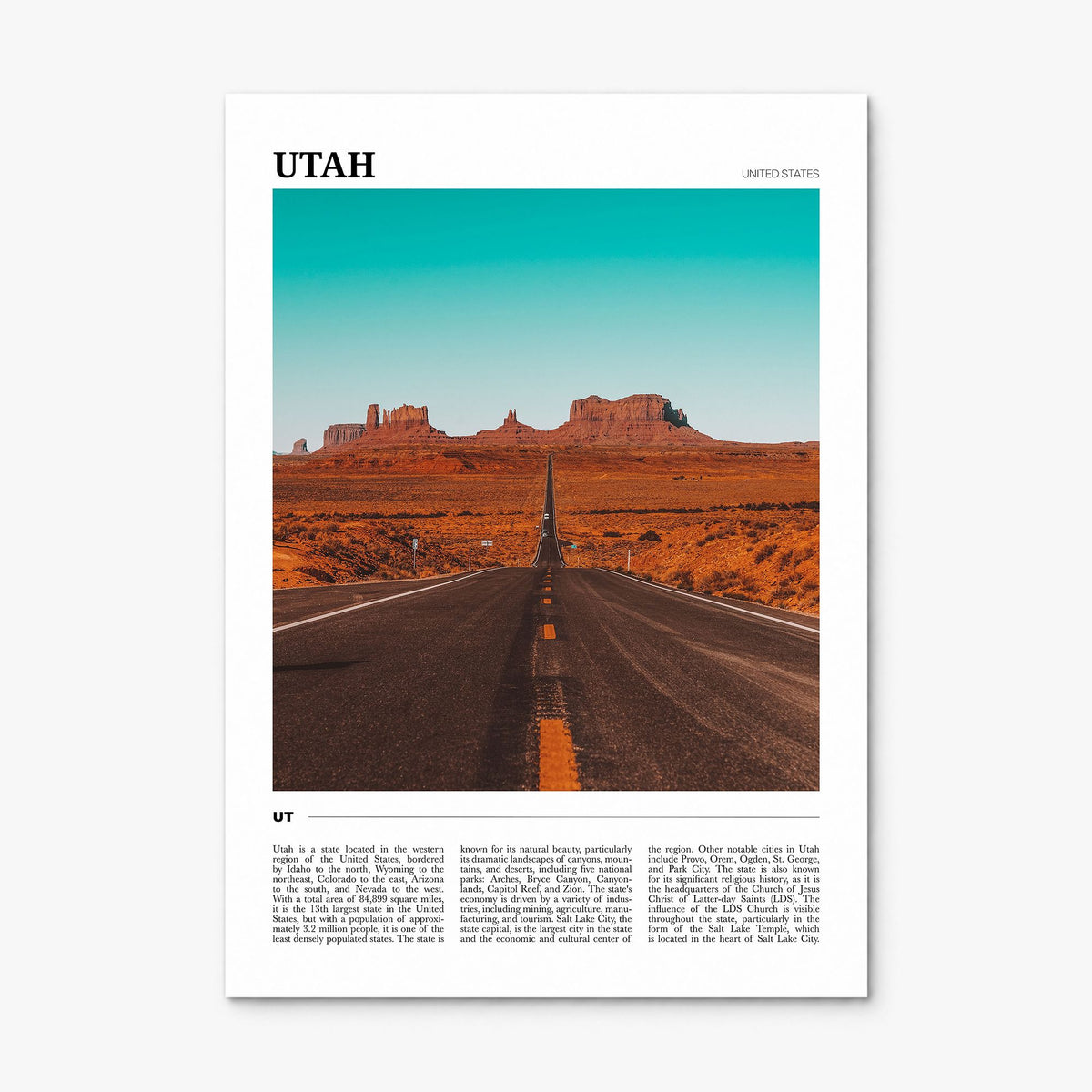 Utah Travel No 3 Poster, print only (unframed)