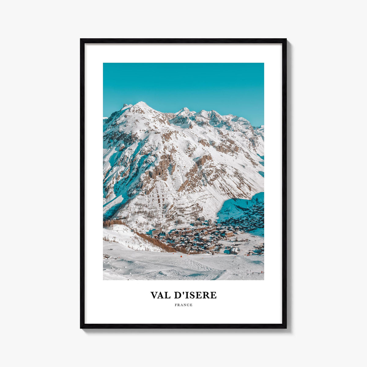 Val d'Isère colorful classic poster of France – vertical wall art, unframed print shown in interior mockup
