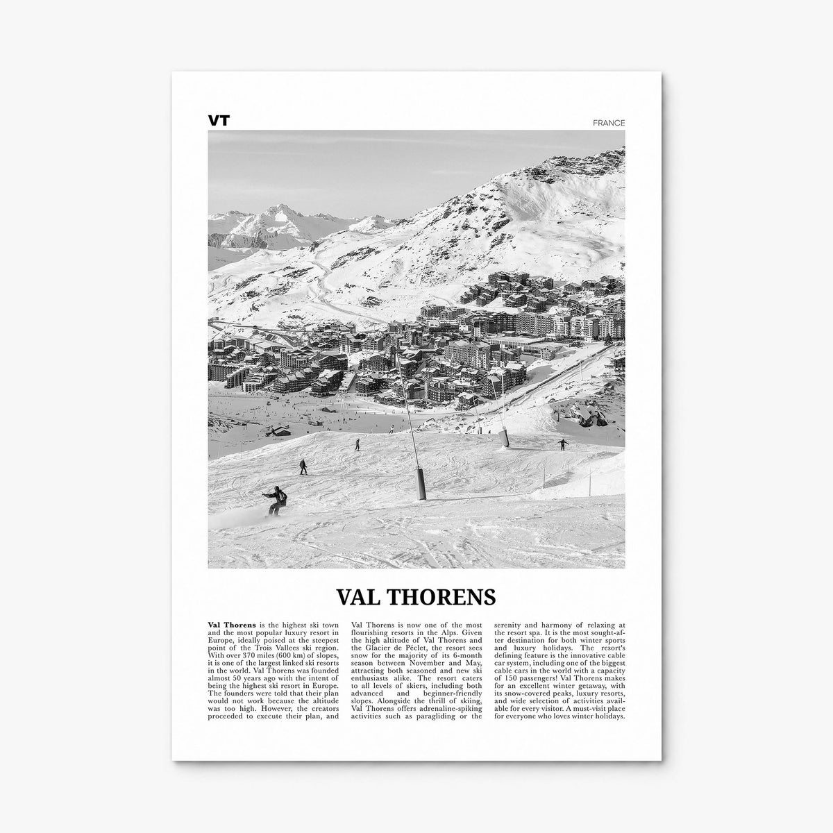 Val Thorens Newspaper Poster, print only (unframed)