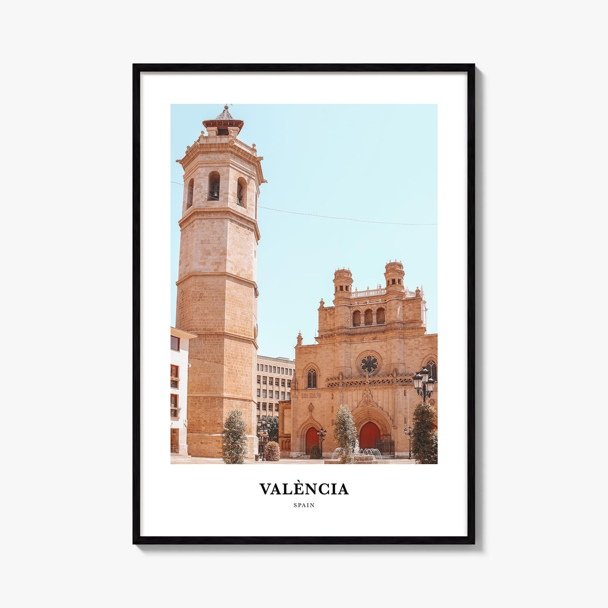 Valencia no. 1 colorful classic poster of Spain – vertical wall art, unframed print shown in interior mockup