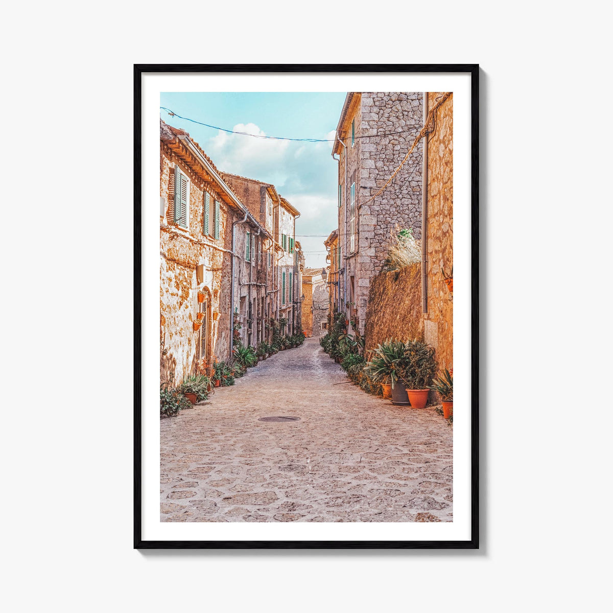 Valldemossa colorful photo poster of Spain – vertical wall art, unframed print shown in interior mockup