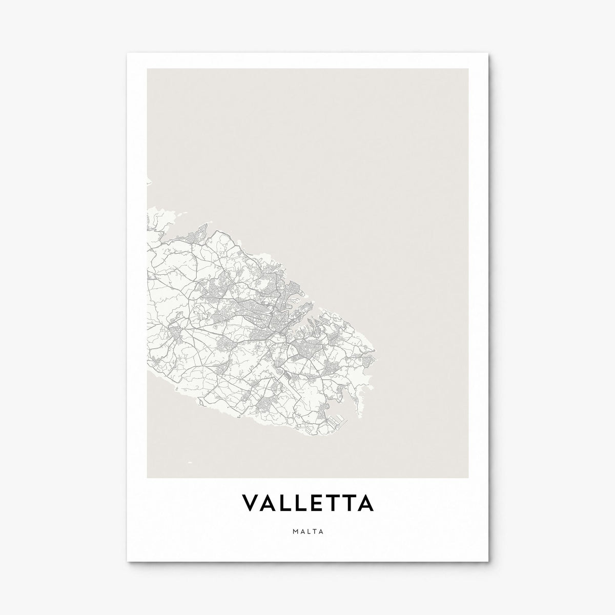 Valletta Map Poster, print only (unframed)