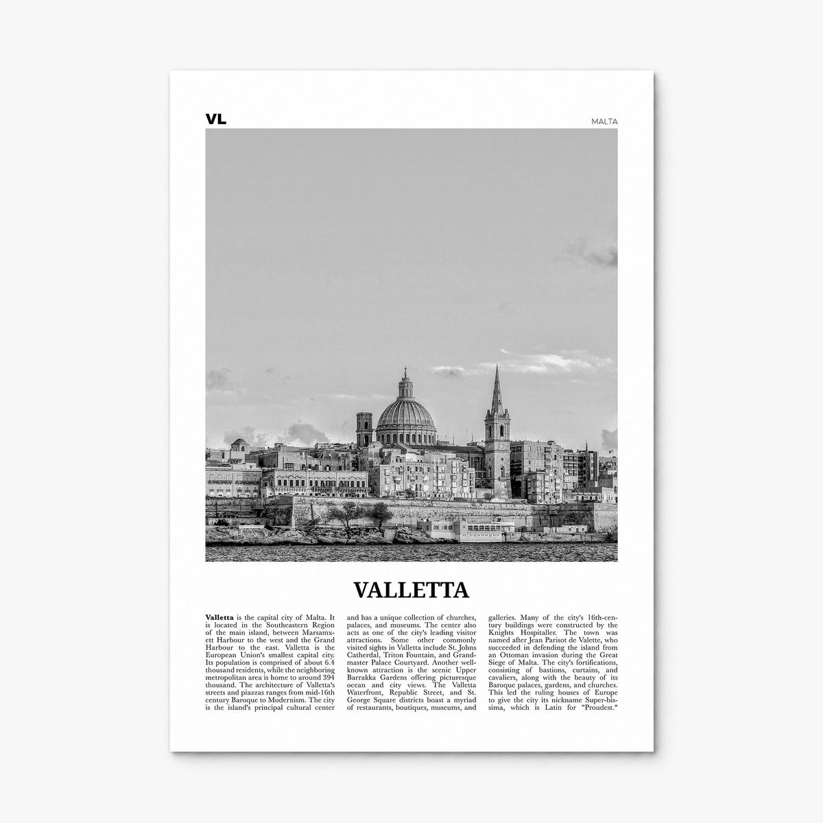 Valletta Newspaper Poster, print only (unframed)