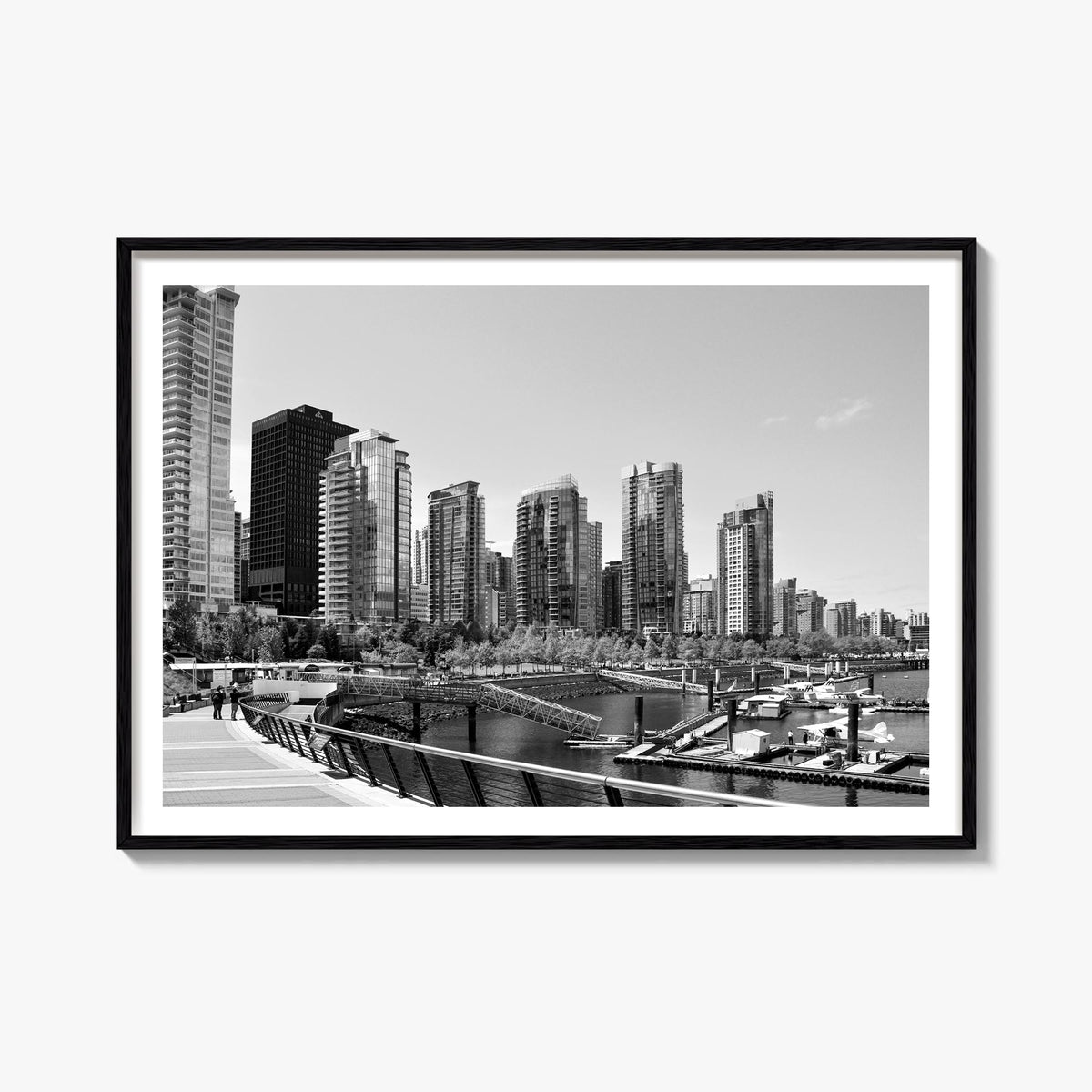 Vancouver, Canada black & white photo poster of Canada – horizontal wall art, unframed print shown in interior mockup
