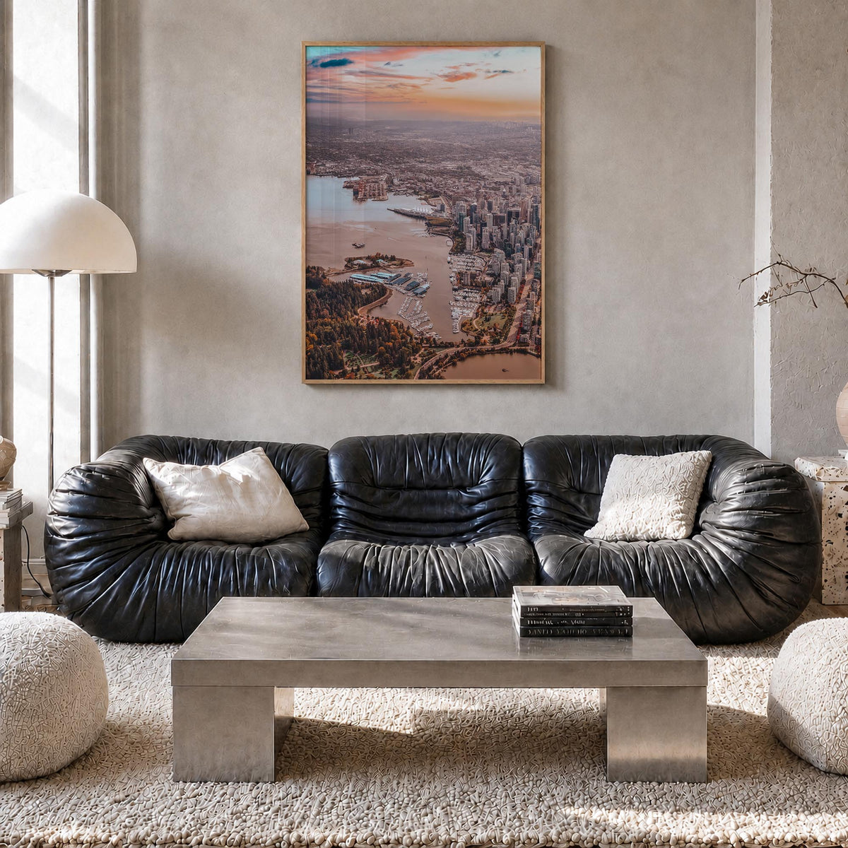 Vancouver, Canada no. 2 colorful photo poster of Canada – vertical wall art in natural wood frame, hanging on wall