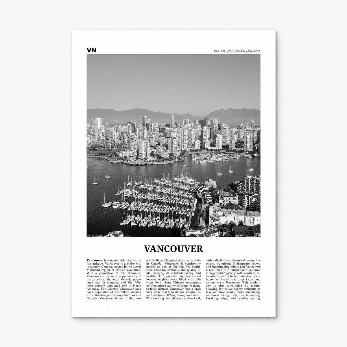 Vancouver, Canada Newspaper No 1 Poster, print only (unframed)