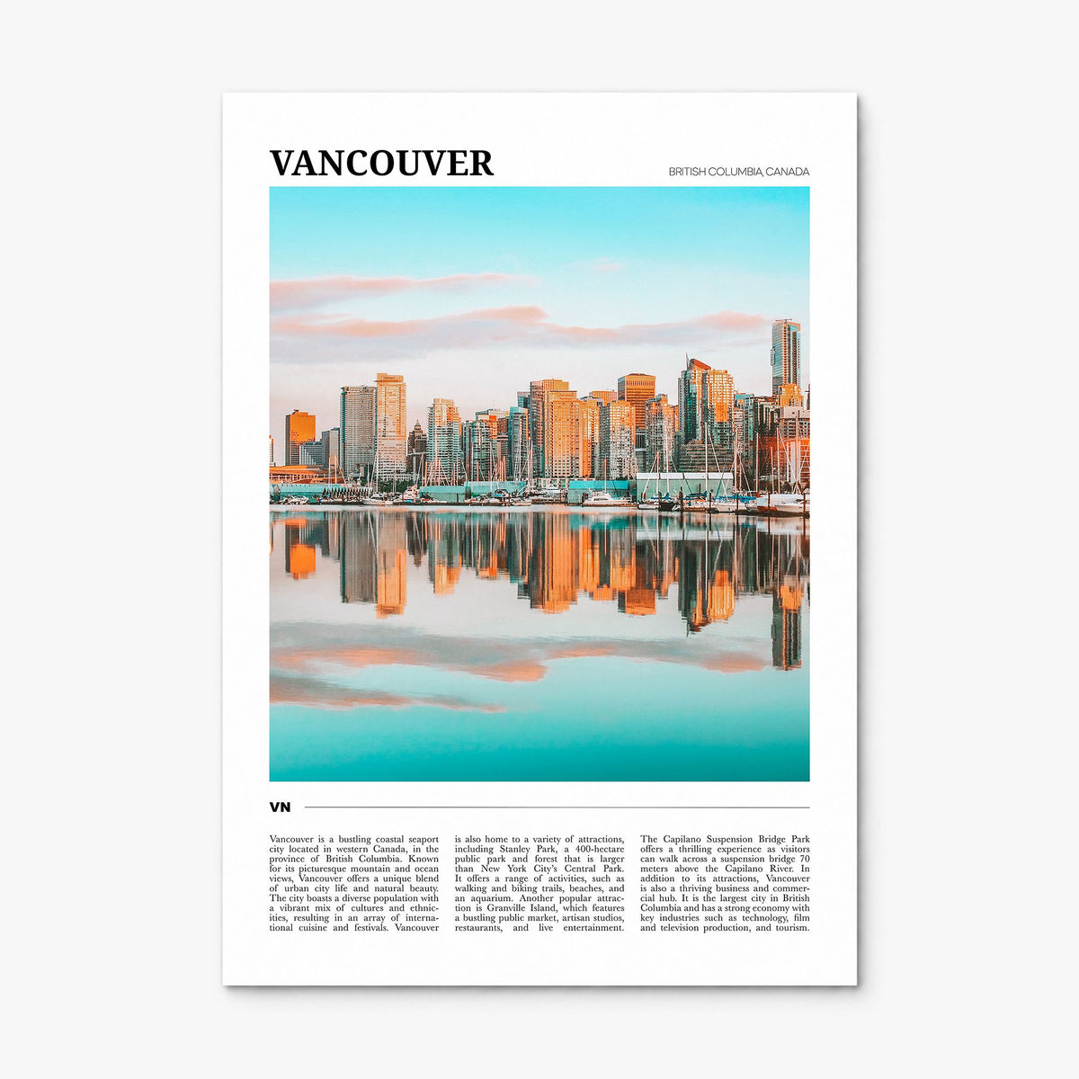 Vancouver, Canada Travel No 1 Poster, print only (unframed)