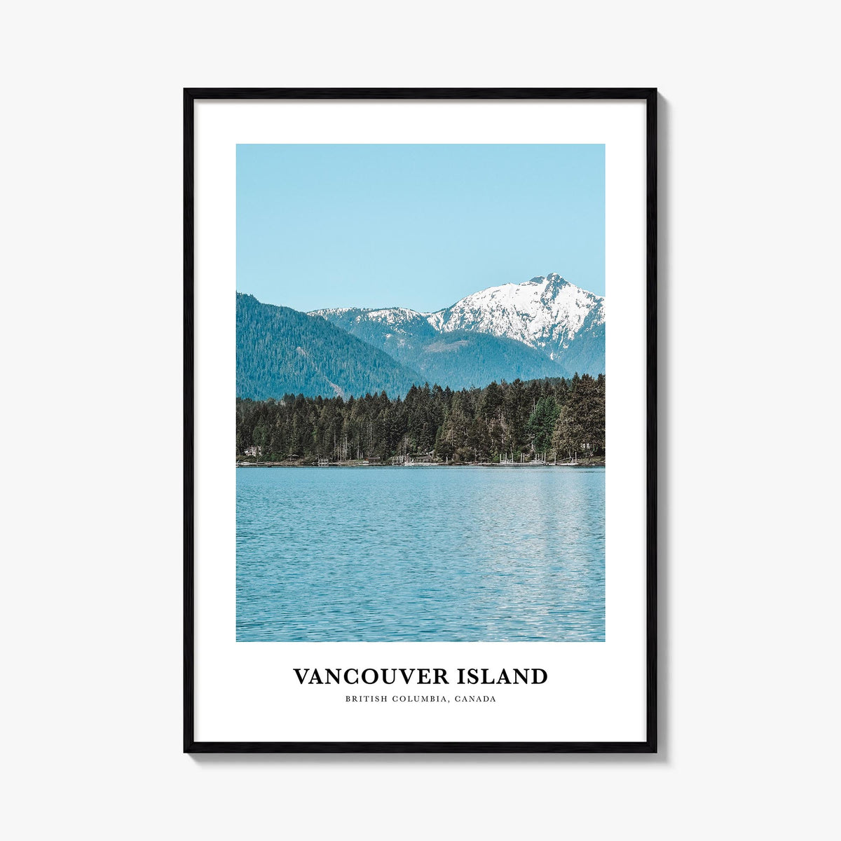 Vancouver Island colorful classic poster of British Columbia, Canada – vertical wall art, unframed print shown in interior mo
