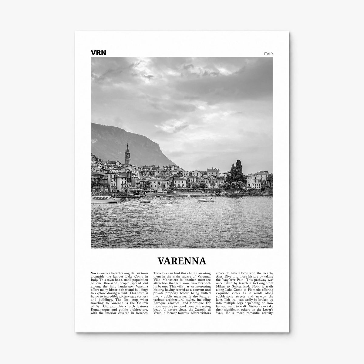 Varenna Newspaper Poster, print only (unframed)