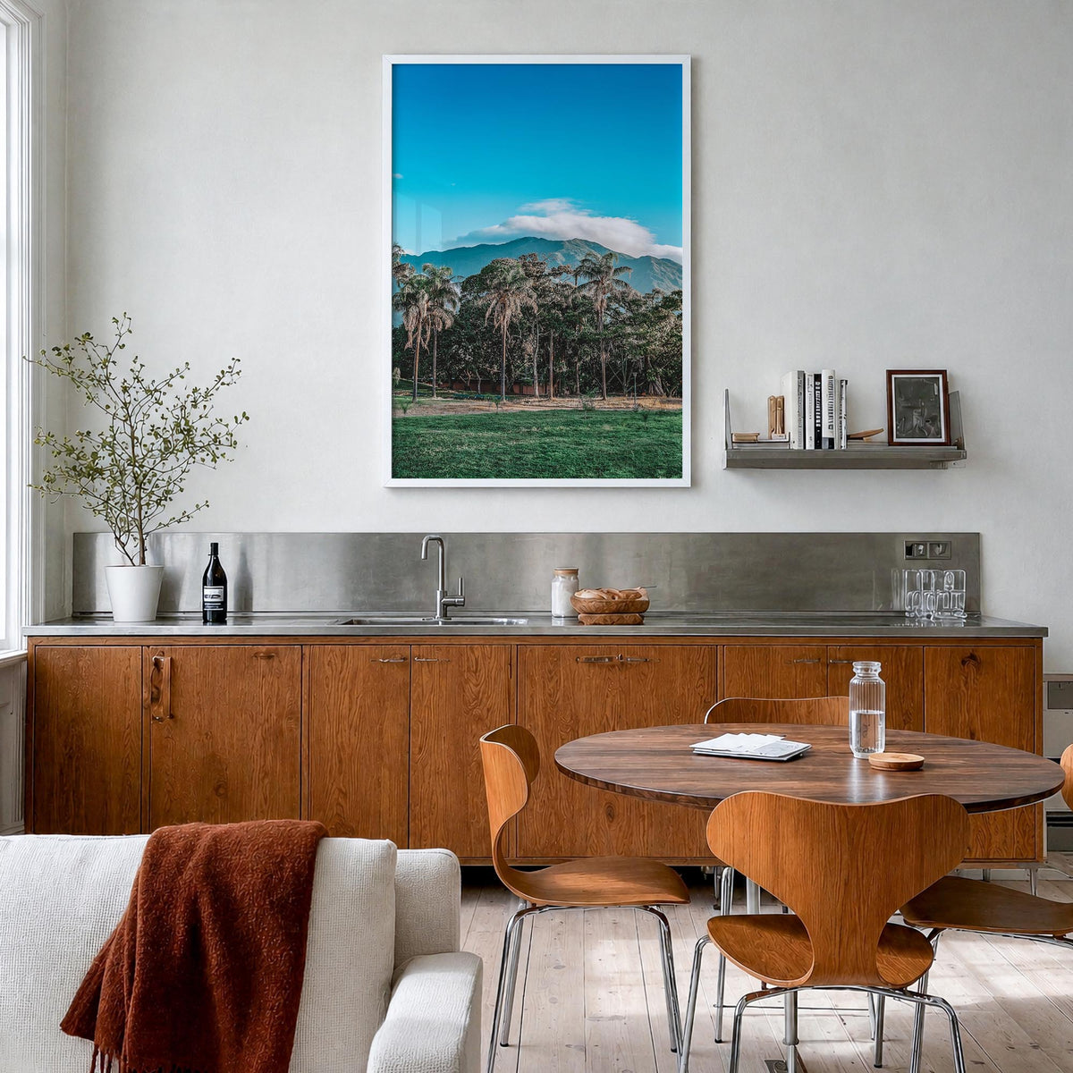 Venezuela colorful photo poster of South America – vertical wall art in white wood frame, hanging on wall