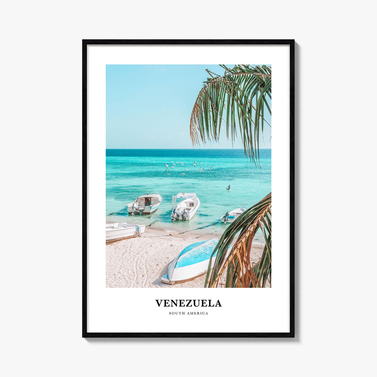 Venezuela no. 2 colorful classic poster of South America – vertical wall art, unframed print shown in interior mockup
