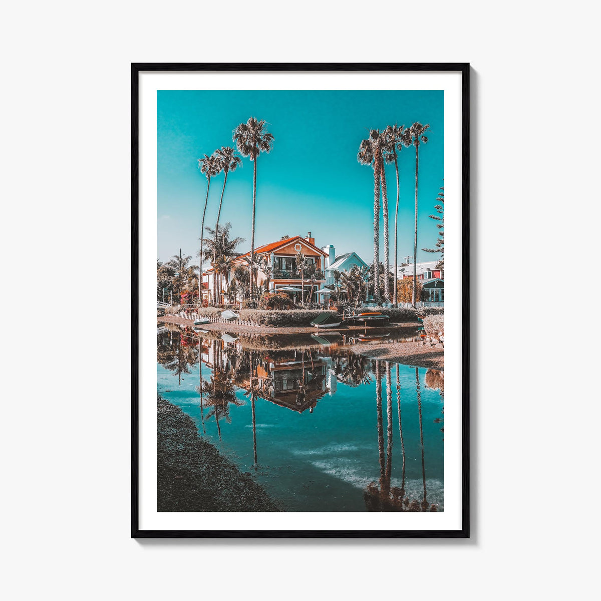 Venice Beach no. 4 colorful photo poster of Los Angeles, California – vertical wall art, unframed print shown in interior moc
