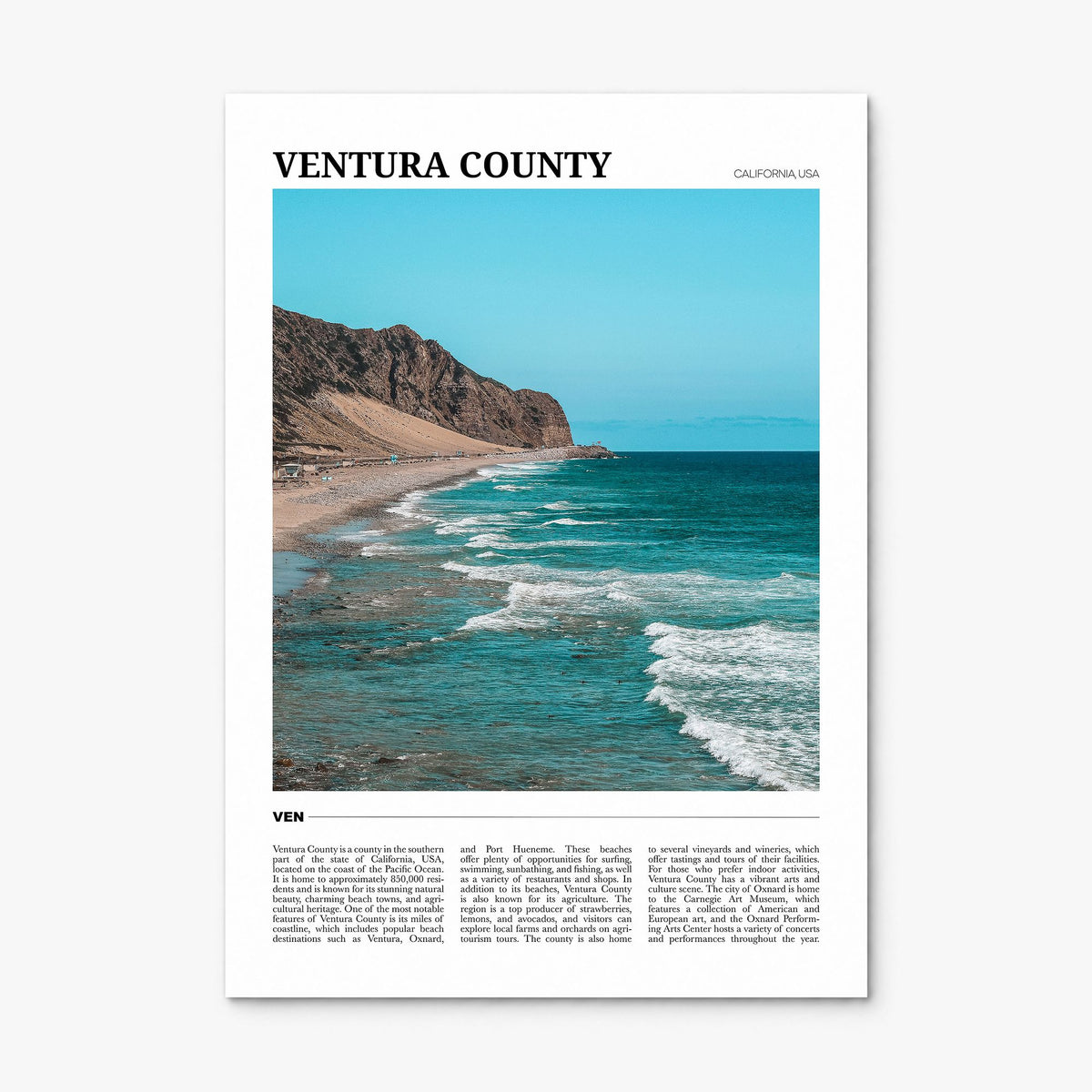 Ventura County Travel Poster, print only (unframed)