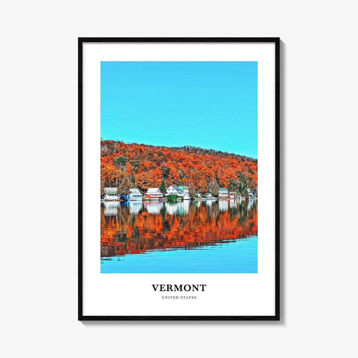 Vermont no. 2 colorful classic poster of United States – vertical wall art, unframed print shown in interior mockup