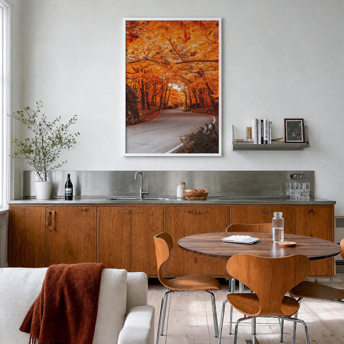 Vermont no. 2 colorful photo poster of United States – vertical wall art in white wood frame, hanging on wall