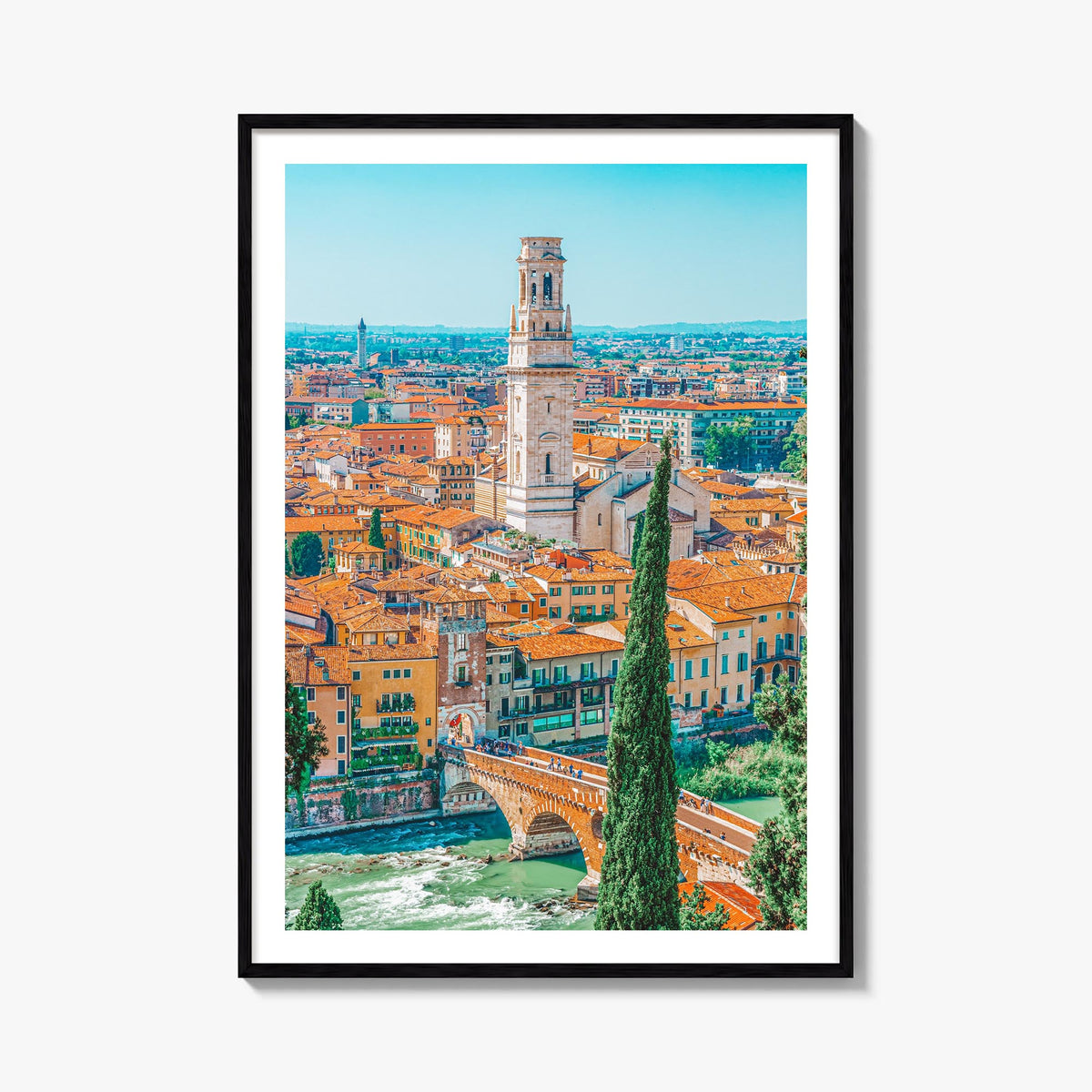 Verona colorful photo poster of Italy – vertical wall art, unframed print shown in interior mockup