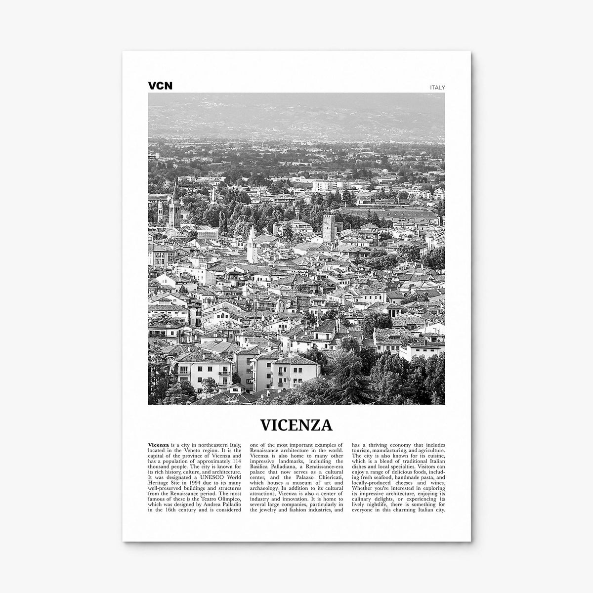 Vicenza Newspaper Poster, print only (unframed)