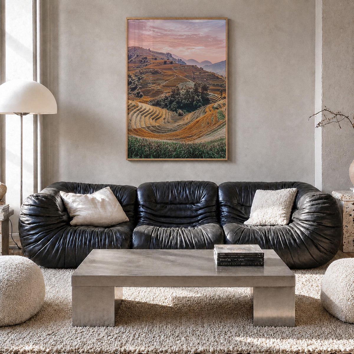Vietnam colorful photo poster of Asia – vertical wall art in natural wood frame, hanging on wall