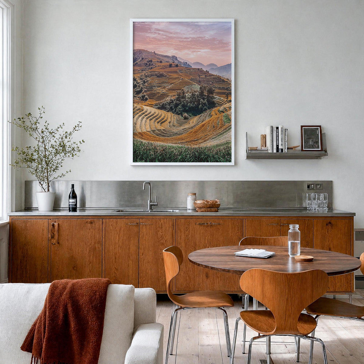 Vietnam colorful photo poster of Asia – vertical wall art in white wood frame, hanging on wall
