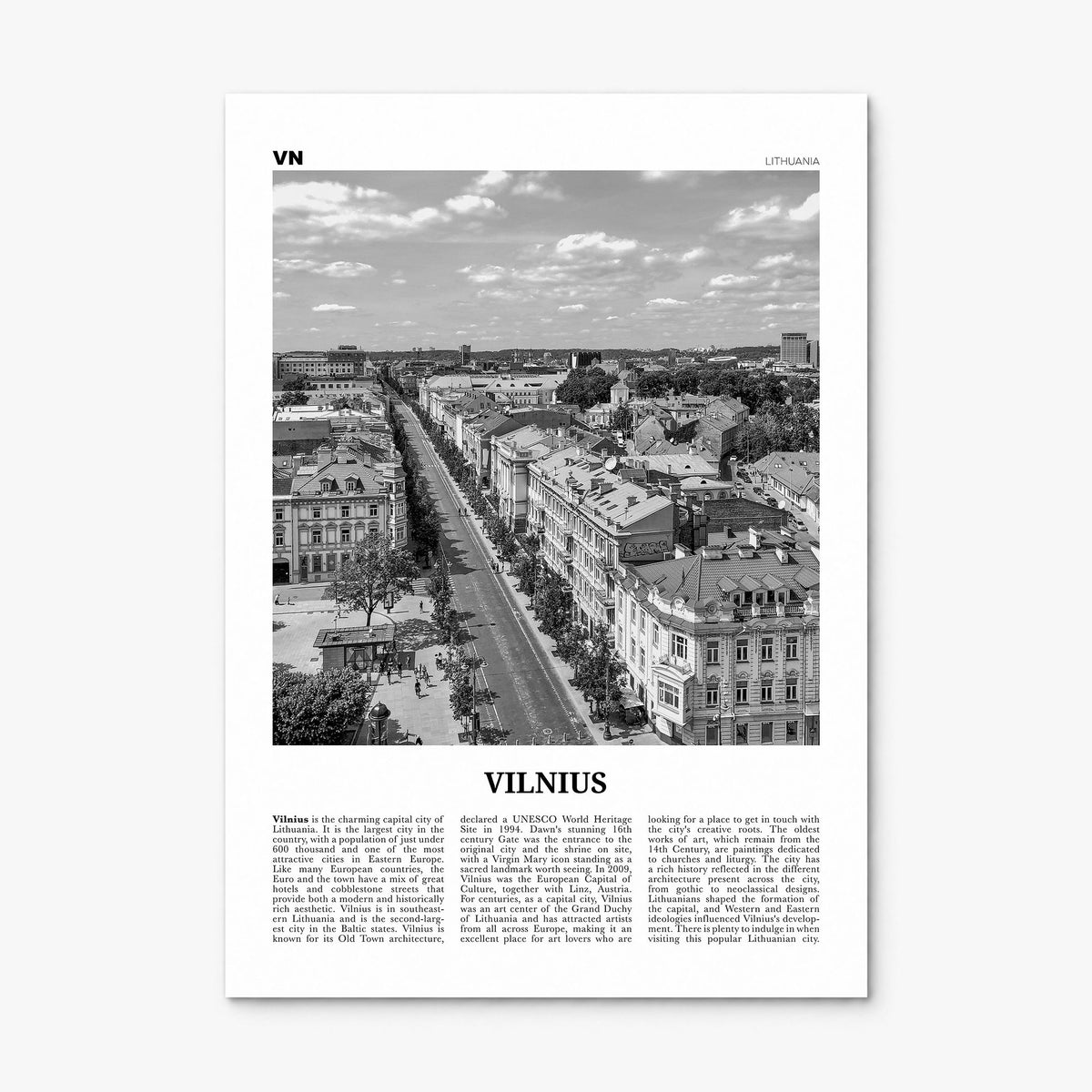 Vilnius Newspaper Poster, print only (unframed)