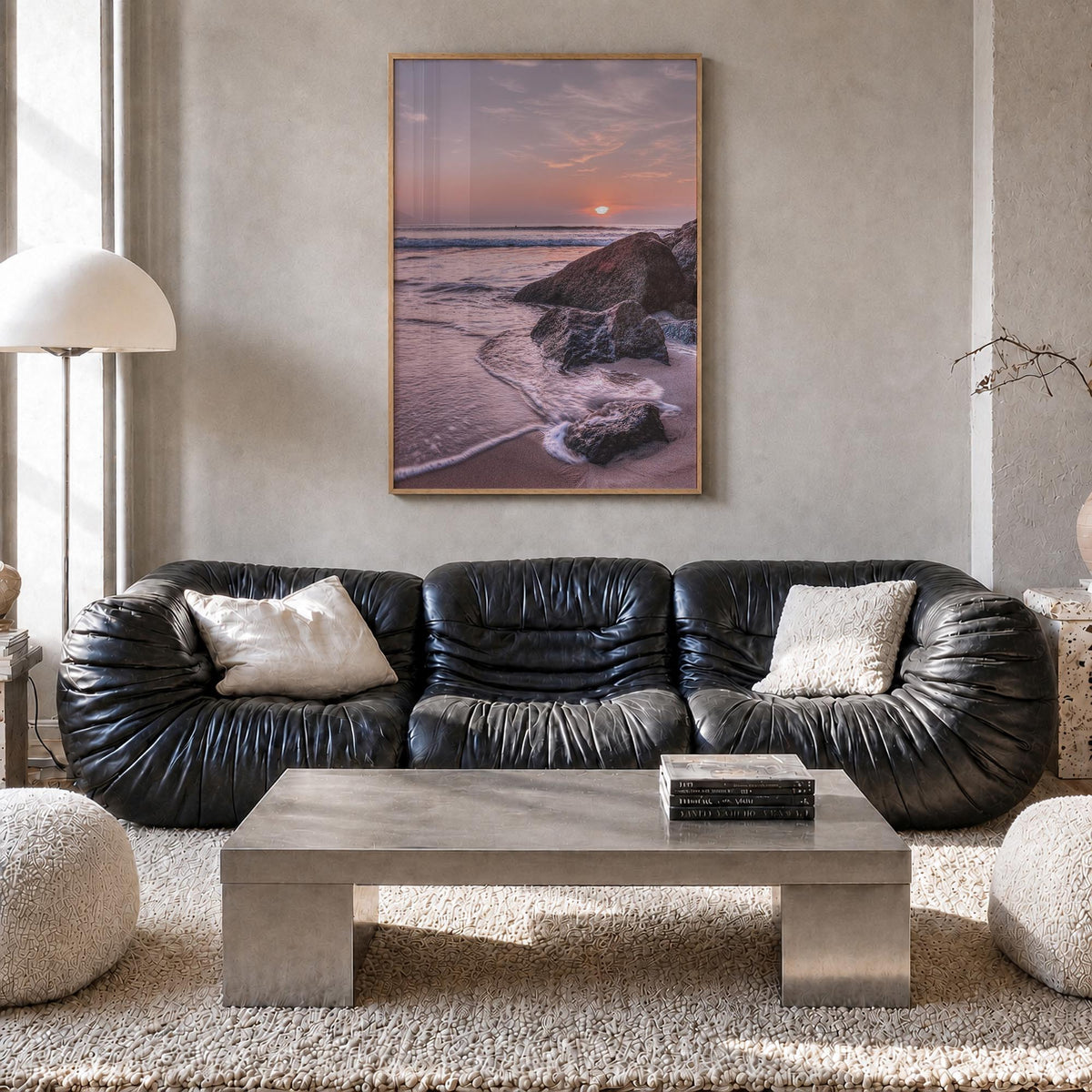 Virginia Beach no. 3 colorful photo poster of Virginia, USA – vertical wall art in natural wood frame, hanging on wall