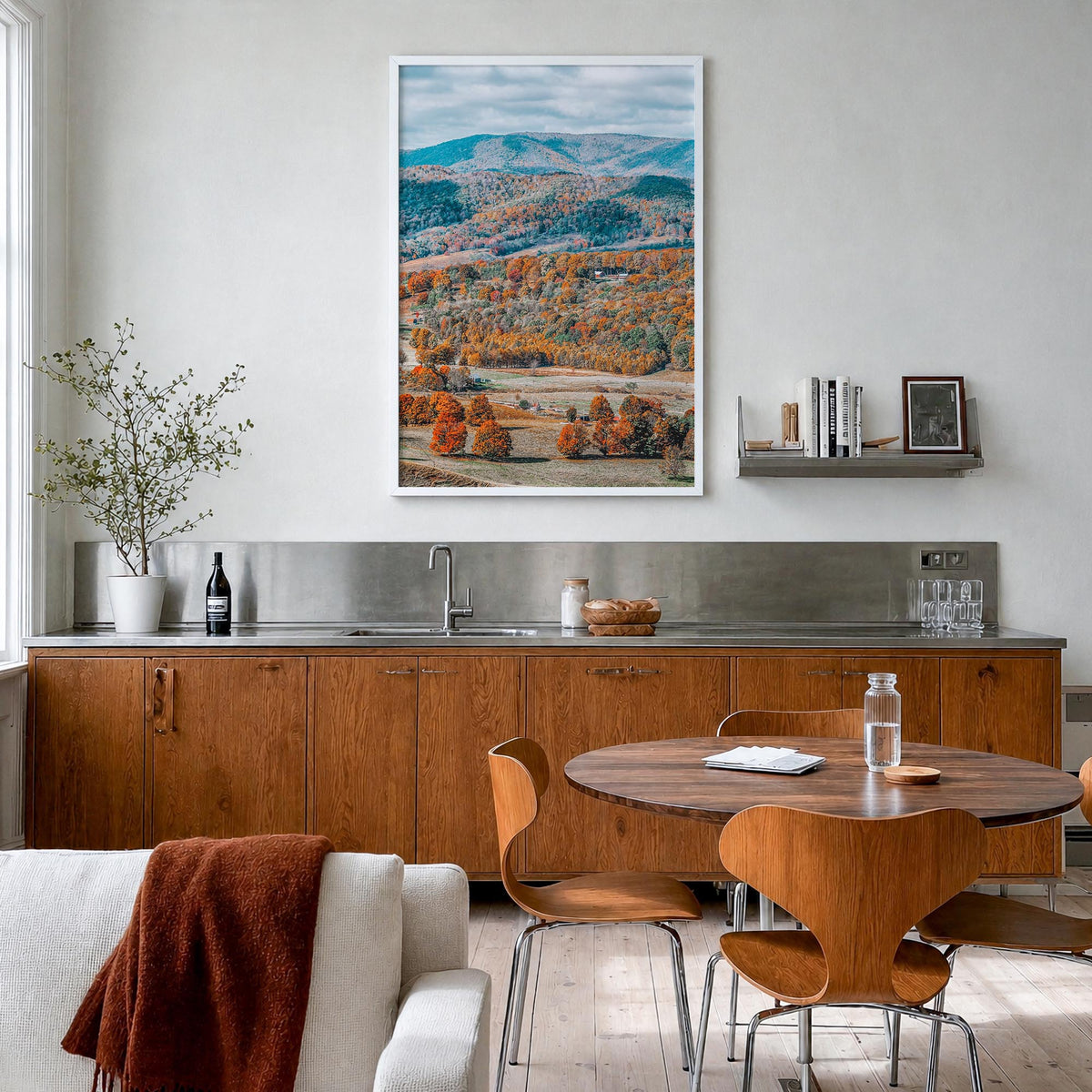 Virginia no. 1 colorful photo poster of United States – vertical wall art in white wood frame, hanging on wall