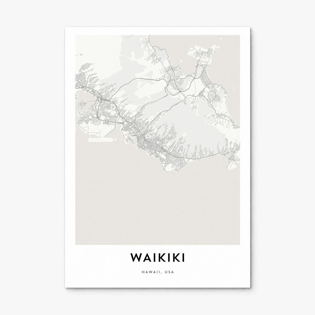 Waikiki Map Poster, print only (unframed)