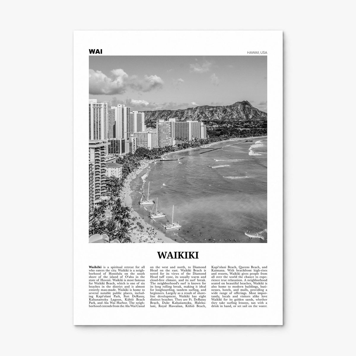 Waikiki Newspaper Poster, print only (unframed)