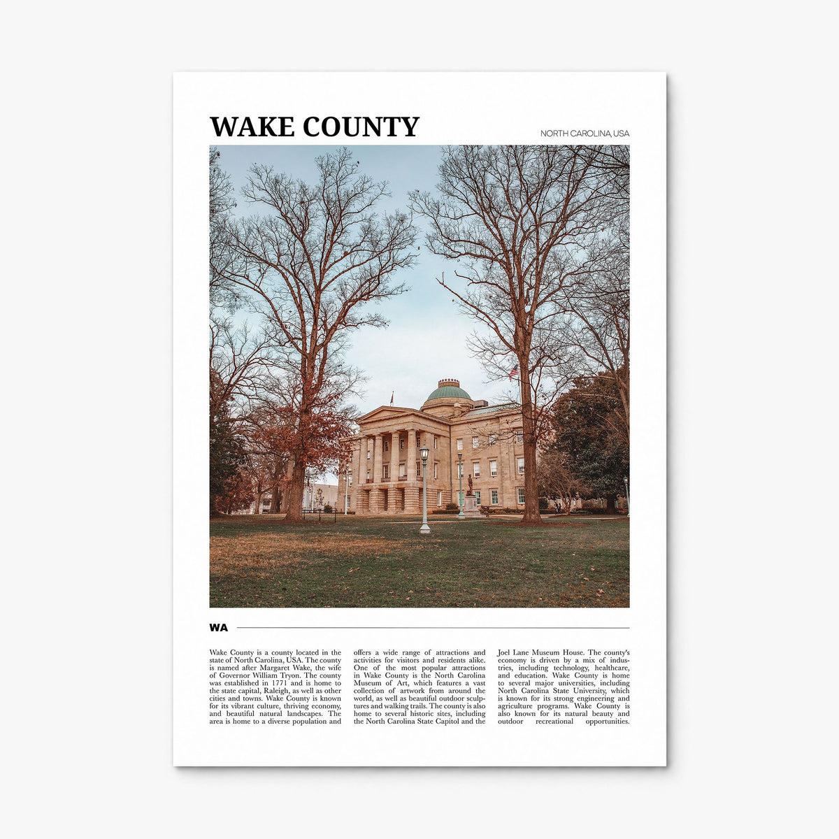 Wake County Travel Poster, print only (unframed)
