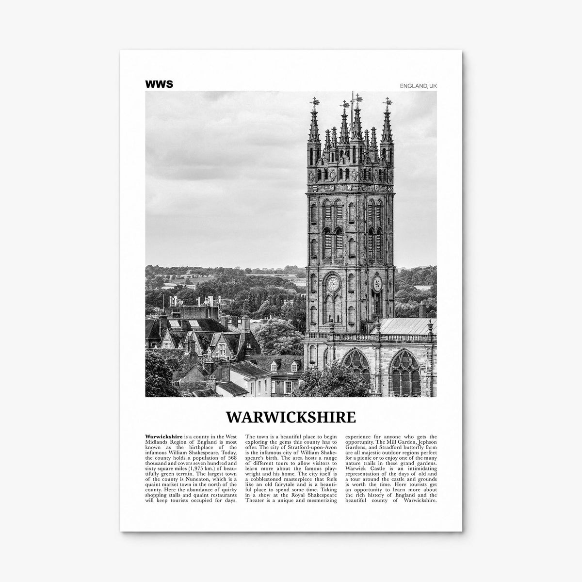 Warwickshire Newspaper Poster, print only (unframed)