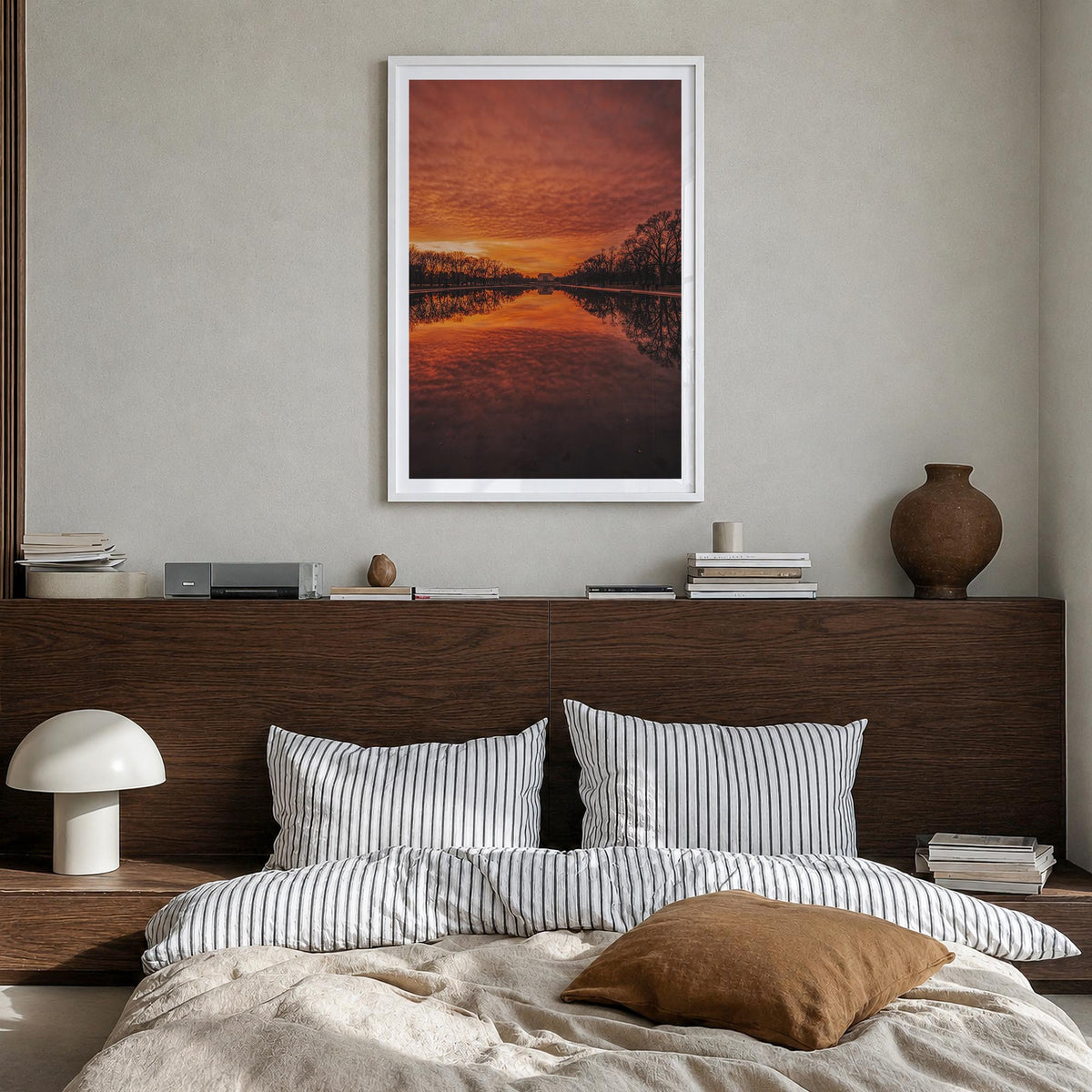Washington, D.C. no. 2 colorful photo poster of District of Columbia, USA – vertical wall art in white wood frame with white