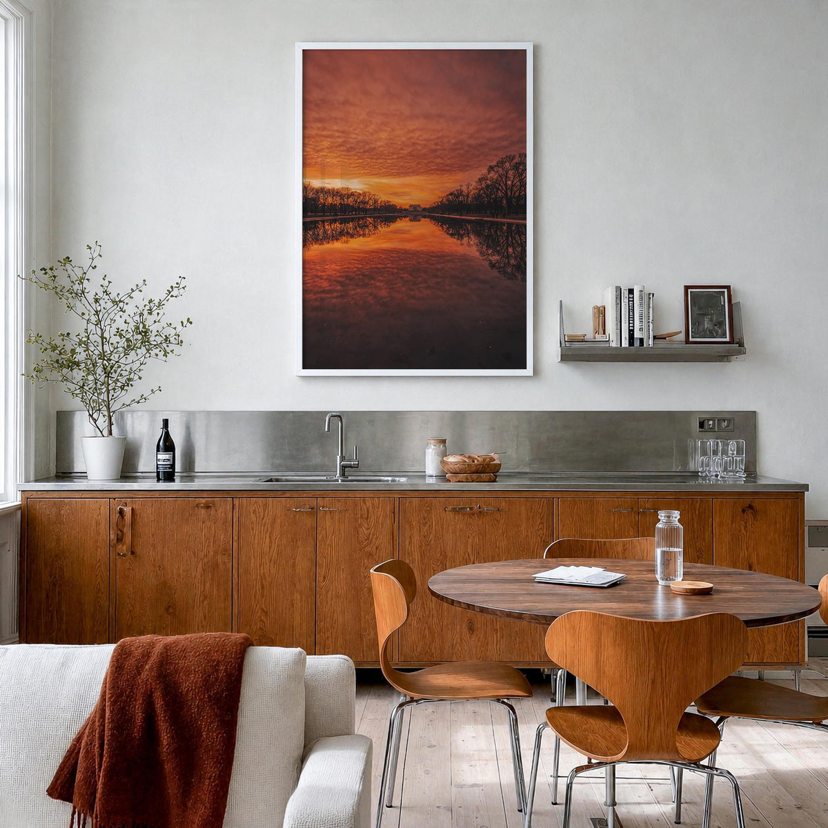 Washington, D.C. no. 2 colorful photo poster of District of Columbia, USA – vertical wall art in white wood frame, hanging on