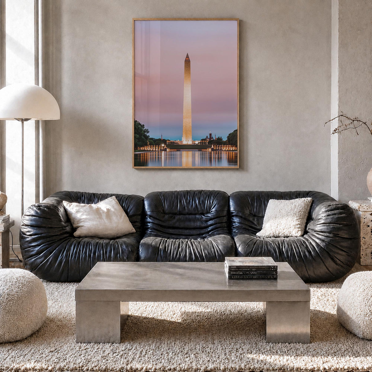 Washington, D.C. no. 3 colorful photo poster of District of Columbia, USA – vertical wall art in natural wood frame, hanging
