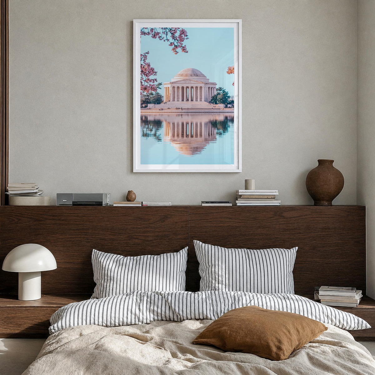Washington, D.C. no. 4 colorful photo poster of District of Columbia, USA – vertical wall art in white wood frame with white