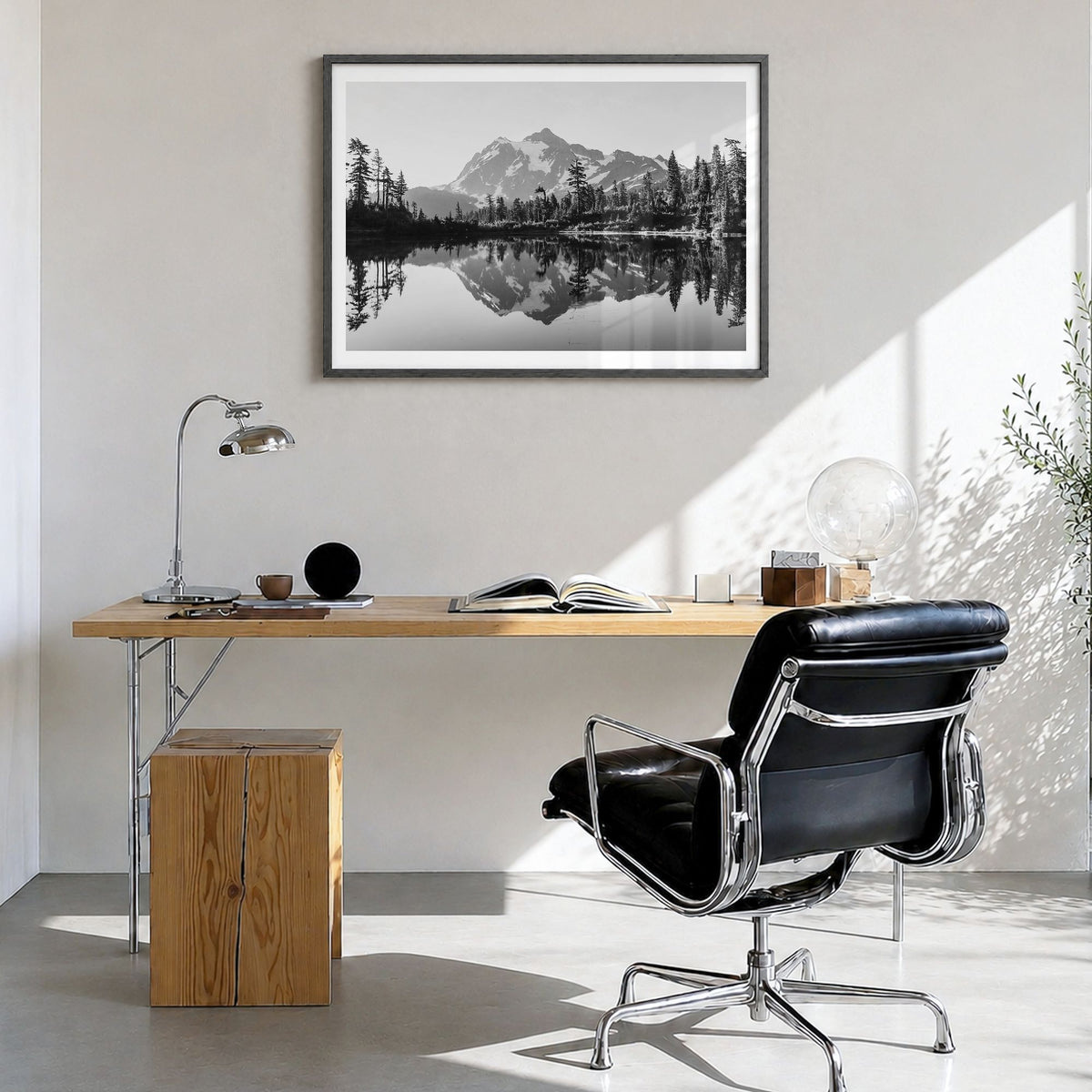 Washington (State) Photo No 2 Poster in a black wood frame, hanging in a bright home office, white border